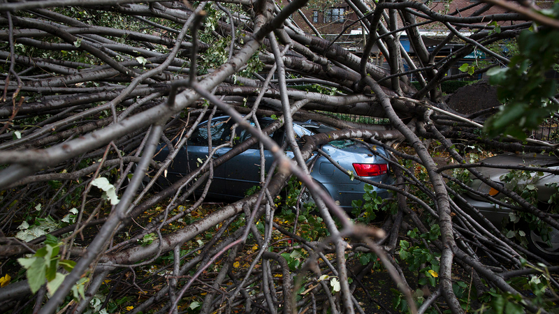 Illustration for article titled Crushed Hyundai in Manhattan's Lower East Side